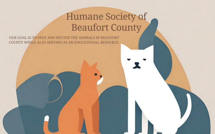 Beaufort County Humane Society illustrated cat graphic and mission message
